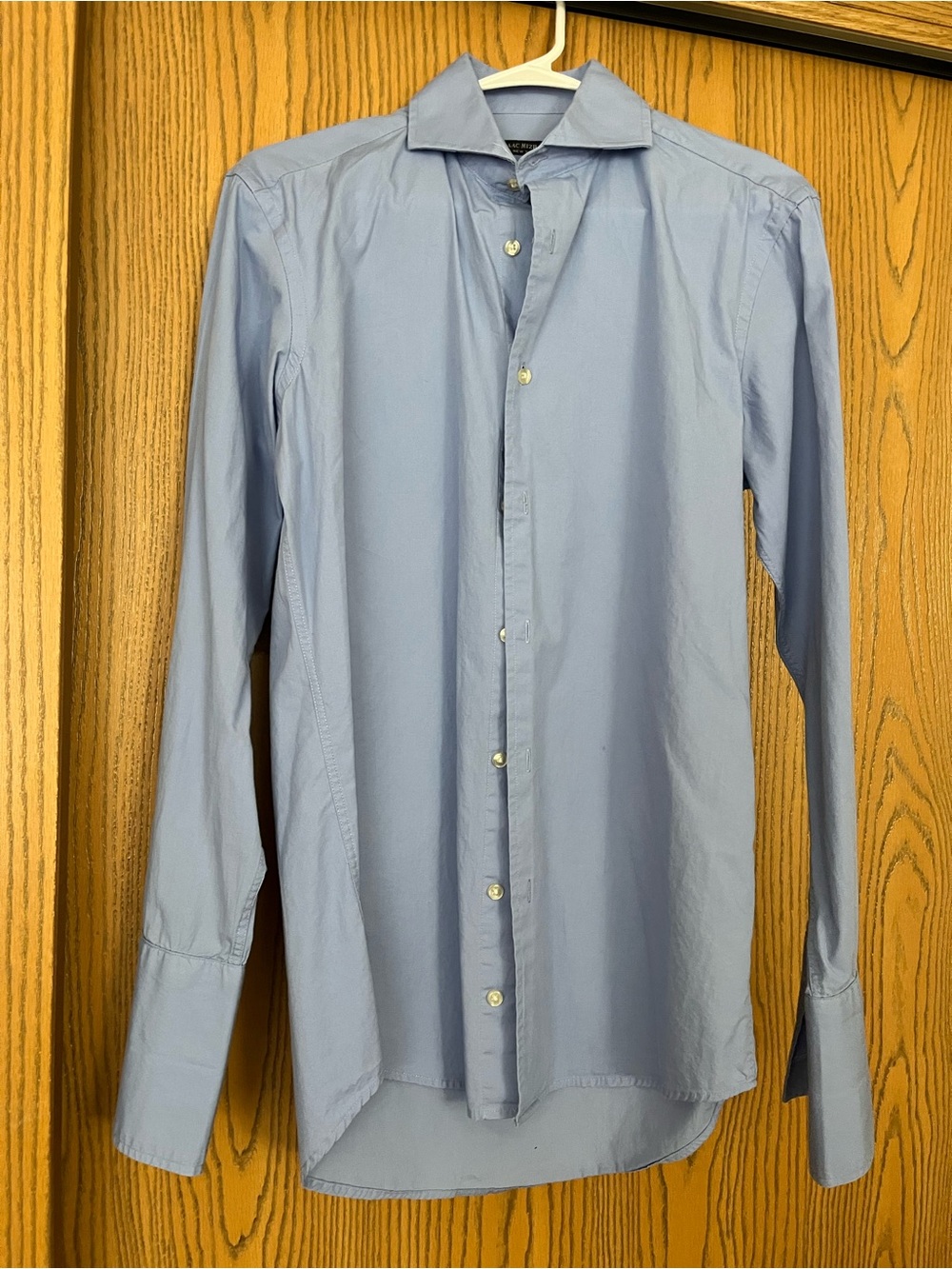 Isaac Mizrahi 100% cotton Slim Fit Light Blue French Cuff Men’s Dress Shirt 14.5